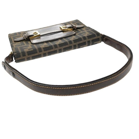 FENDI Logo Zucca Pattern Shoulder Bag Canvas Leather Brown GHW Italy 79KB388 - Picture 5 of 14